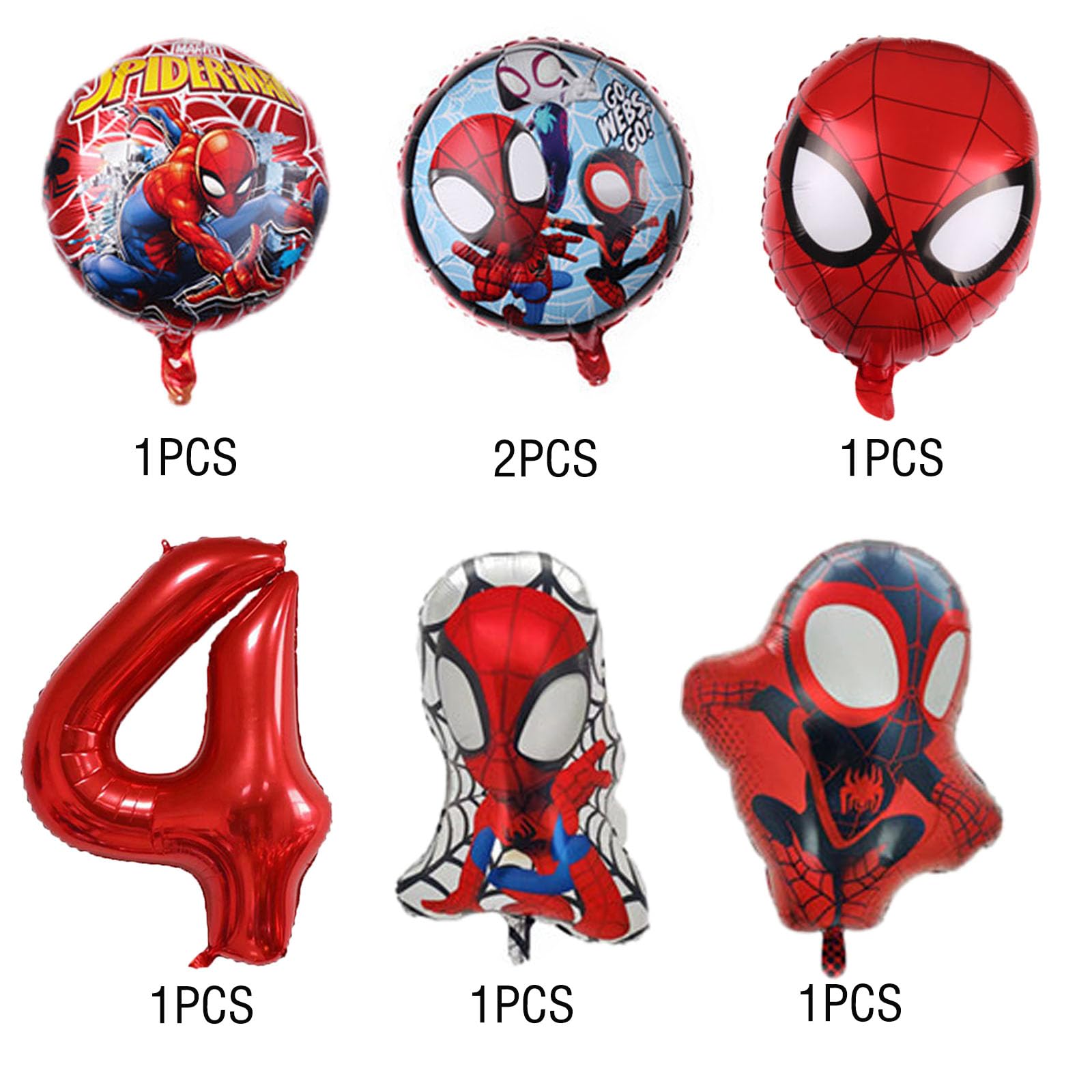 Superhero 3rd Birthday Balloon Bouquet Decorations 7PCS Superhero Foil Balloons for Boys Birthday Baby Shower Spider Themed Party Decorations (4th Birthday)