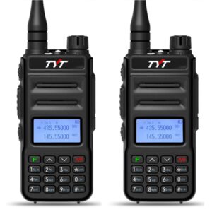 tyt th-uv88 ham radio handheld 2 pack two way radio analog amateur dual band vhf uhf walkie talkies for adults long range, rechargeable, 200 channels, scanner, lcd display, dtmf, support chirp (black)
