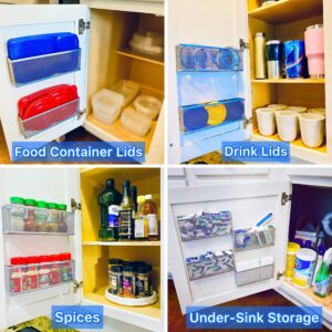 Slim Caddy LARGE Adhesive Cabinet Door Organizer | Optimize Your Cabinet Space | Kitchen Plastic Lids Organizer, Bathroom Accessories Storage, Under Sink, More | 2 PK, 10”L x 3.5”H x 1.8”D each