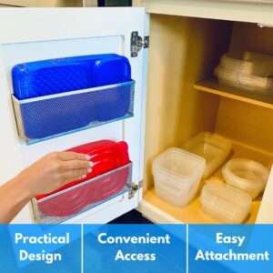 Slim Caddy LARGE Adhesive Cabinet Door Organizer | Optimize Your Cabinet Space | Kitchen Plastic Lids Organizer, Bathroom Accessories Storage, Under Sink, More | 2 PK, 10”L x 3.5”H x 1.8”D each