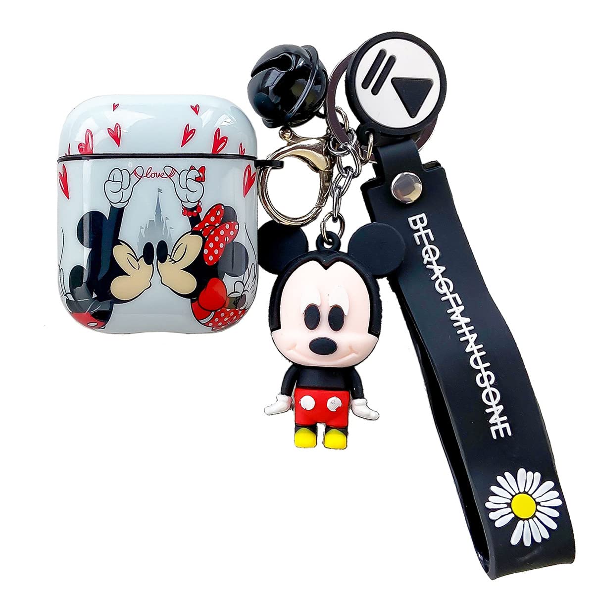 Cute Airpod Case, Airpod 2/1 case Personalise Custom Airpod Case Cover with Keychain/Lanyard Protective Hard Case Cover Skin Portable Shockproof Cover for Women Girls Wireless Airpod 2 Case (Mickey)