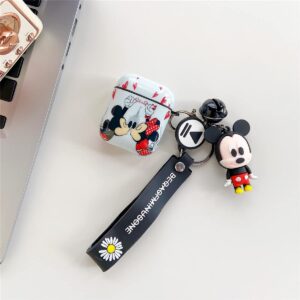 Cute Airpod Case, Airpod 2/1 case Personalise Custom Airpod Case Cover with Keychain/Lanyard Protective Hard Case Cover Skin Portable Shockproof Cover for Women Girls Wireless Airpod 2 Case (Mickey)