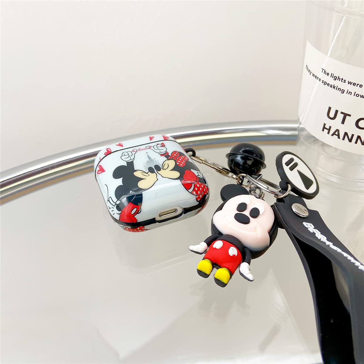 Cute Airpod Case, Airpod 2/1 case Personalise Custom Airpod Case Cover with Keychain/Lanyard Protective Hard Case Cover Skin Portable Shockproof Cover for Women Girls Wireless Airpod 2 Case (Mickey)