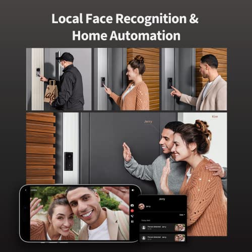 Aqara Video Doorbell G4 (Chime Included), 1080p FHD HomeKit Secure Video Doorbell Camera, Local Face Recognition and Automations, Wireless or Wired, Supports Apple Home, Alexa, Google, IFTTT, Gray