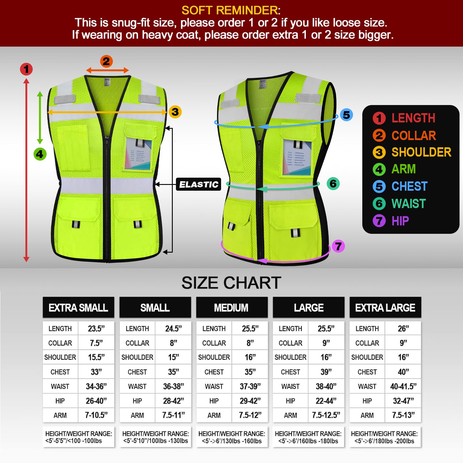 TCCFCCT Women Reflective Vest 11 Pockets High Visibility Mesh Safety Vest for Lady, Neon Construction Work Vest with Zipper, Snug-Fit, Durable with Reinforced Sewing, ANSI Compliant, Yellow S