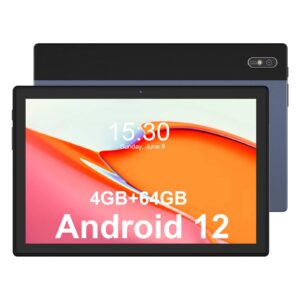 awow android tablet, 10 inch android 12 tablets, 4gb ram 64gb rom, 2.0ghz octa-core, 1280x800 ips touchscreen, 13mp camera, 2.4g&5g wifi, bt, dual stereo speakers, gps tablet pc gms certified