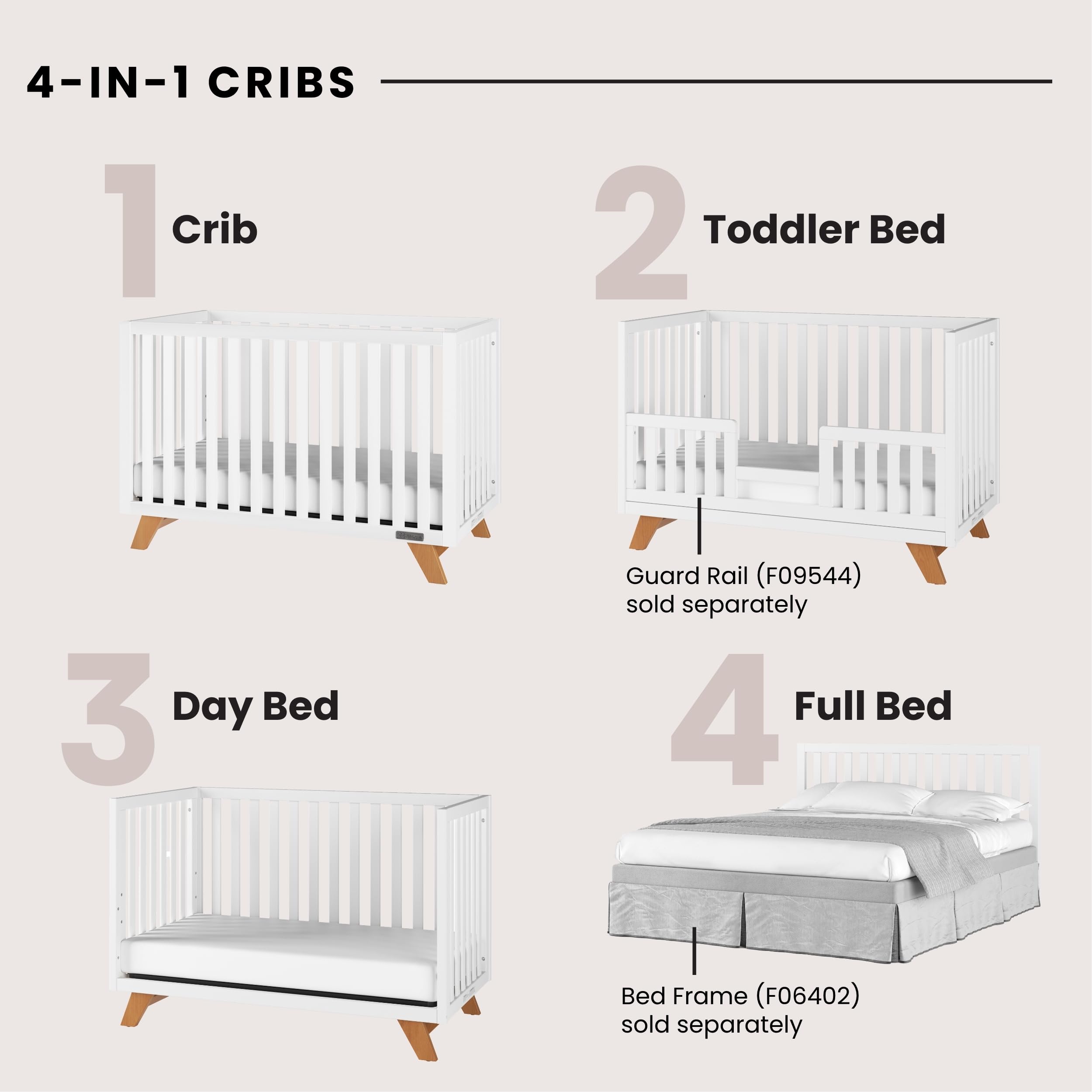 Child Craft SOHO Crib, 3-Drawer Dresser with Changing Table Topper Nursery Set, Chest, 3-Piece, Includes 4-in-1 Convertible Crib, Dresser with Topper, Chest (White/Natural)