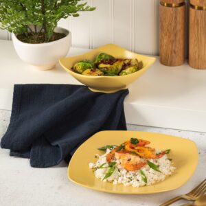 Gibson Home Zen Buffet Matte Porcelain Plates and Bowls Dinnerware Set - Yellow, Service for 4 (8pcs)