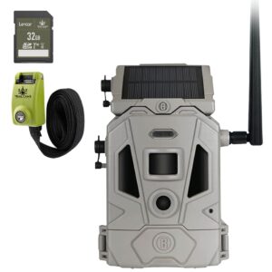 bushnell cellucore 20 solar trail camera, low glow hunting game camera with detachable solar panel with bundle options (mount)