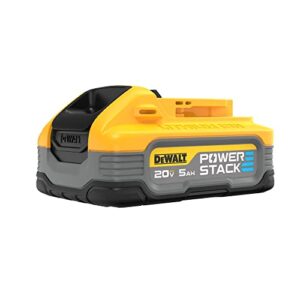 dewalt 20v max battery, powerstack, more power + more compact, rechargeable 5ah lithium ion battery (dcbp520)