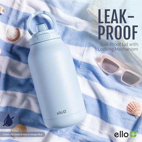 Ello Hydra 64oz Half Gallon Vacuum Insulated Stainless Steel Jug with Locking, Leak-Proof Lid and Soft Silicone Straw, Metal Reusable Water Bottle, Keeps Cold All Day, Mauve