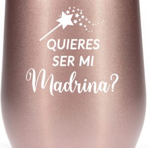 VIOLET & GALE Quieres Ser Mi Madrina - 12oz tumbler cup wine glass- Lovely Madrina gifts in Spanish, Godmother Proposal Gift