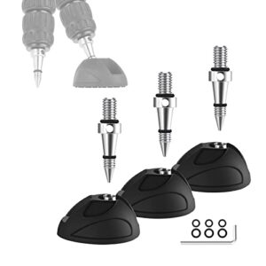 neewer universal tripod feet pad with detachable tripod spikes, 3 set non slip 60mm diameter tripod monopod rubber feet spikes replacement with 3/8" screw, extra stability and flexible angle