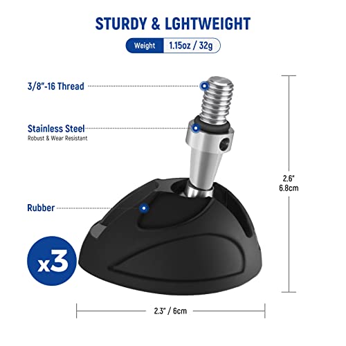 NEEWER Universal Tripod Feet Pad with Detachable Tripod Spikes, 3 Set Non Slip 60mm Diameter Tripod Monopod Rubber Feet Spikes Replacement with 3/8" Screw, Extra Stability and Flexible Angle