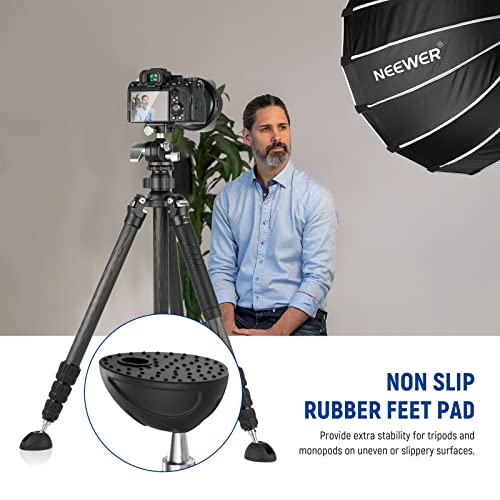 NEEWER Universal Tripod Feet Pad with Detachable Tripod Spikes, 3 Set Non Slip 60mm Diameter Tripod Monopod Rubber Feet Spikes Replacement with 3/8" Screw, Extra Stability and Flexible Angle