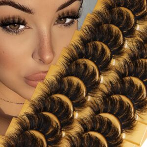 Eyelashes Mink Lashes Fluffy Natural Look Wispy Full Eye Lashes 8D 20 mm Long C Curl Strip Eyelashes Pack 10 Pairs Reusable Fake Eyelashes That Look Like Extensions by GODDVENUS