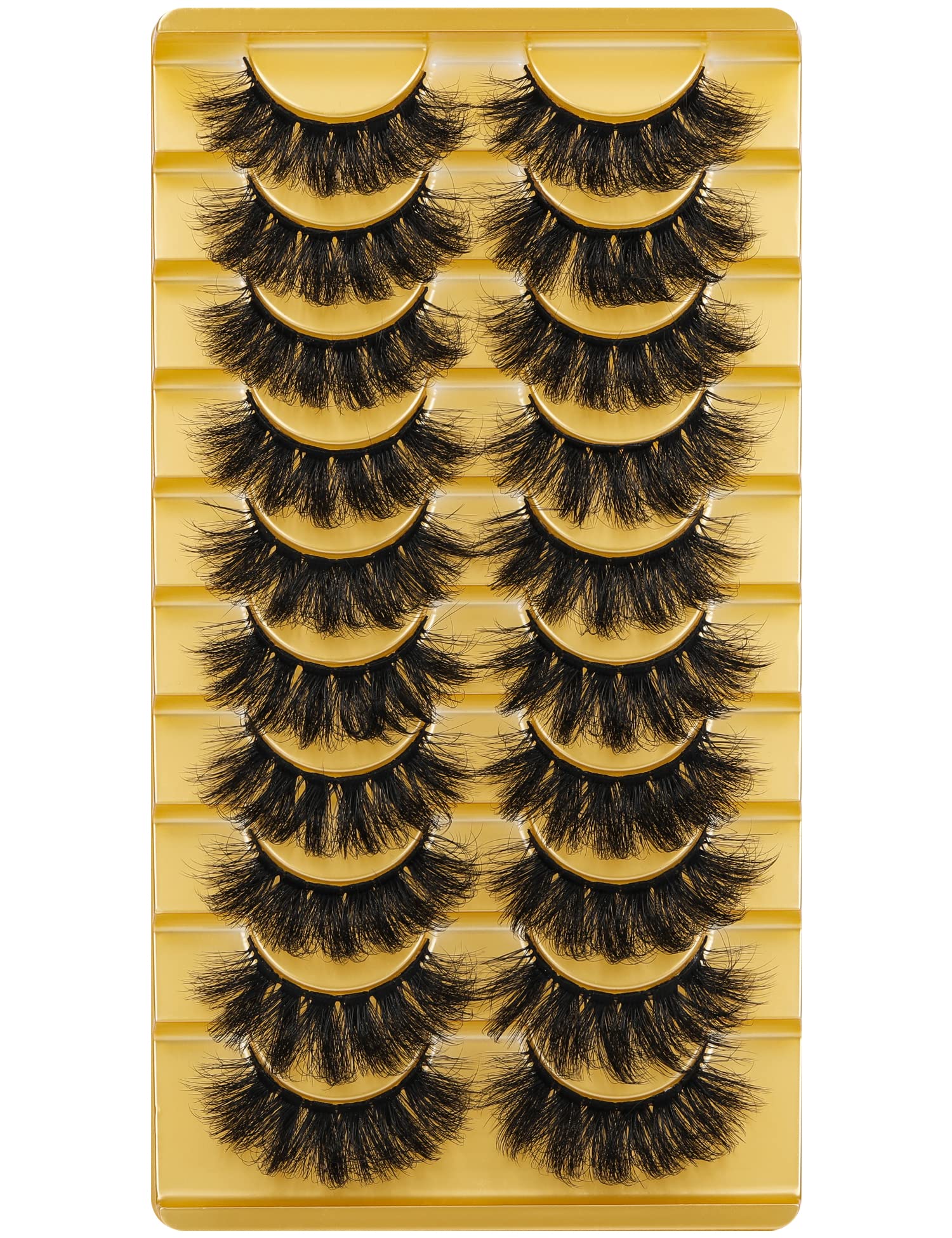 Eyelashes Mink Lashes Fluffy Natural Look Wispy Full Eye Lashes 8D 20 mm Long C Curl Strip Eyelashes Pack 10 Pairs Reusable Fake Eyelashes That Look Like Extensions by GODDVENUS