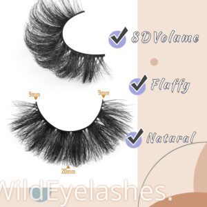 Eyelashes Mink Lashes Fluffy Natural Look Wispy Full Eye Lashes 8D 20 mm Long C Curl Strip Eyelashes Pack 10 Pairs Reusable Fake Eyelashes That Look Like Extensions by GODDVENUS