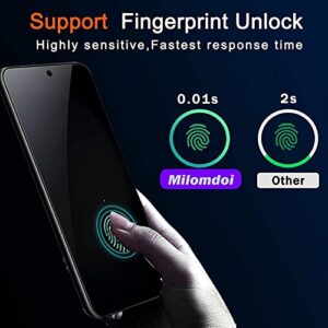 Milomdoi [3+3 Pack] for Samsung Galaxy S23 Privacy Screen Protector Tempered Glass Accessories 3 Pack Privacy Screen Samsung Galaxy S23 5G 3 Pack camera Lens Protector Case fingerprint Suitable