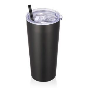 domicare 20 oz tumbler with lid and straw, stainless steel tumblers bulk vacuum insulated tumbler travel coffee mug pack of 1, black