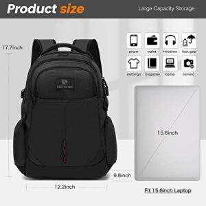 Diffosine Laptop Backpack 15.6 Inch Travel Backpacks Extra Large TSA Friendly College Business Gaming Computer Anti Theft Backpack Durable Hiking Work Daypack for Men Women(15.6 Inch, Black)