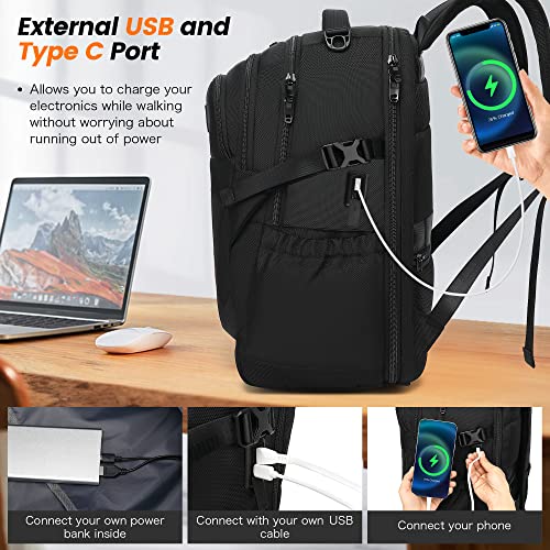 Diffosine Laptop Backpack 15.6 Inch Travel Backpacks Extra Large TSA Friendly College Business Gaming Computer Anti Theft Backpack Durable Hiking Work Daypack for Men Women(15.6 Inch, Black)