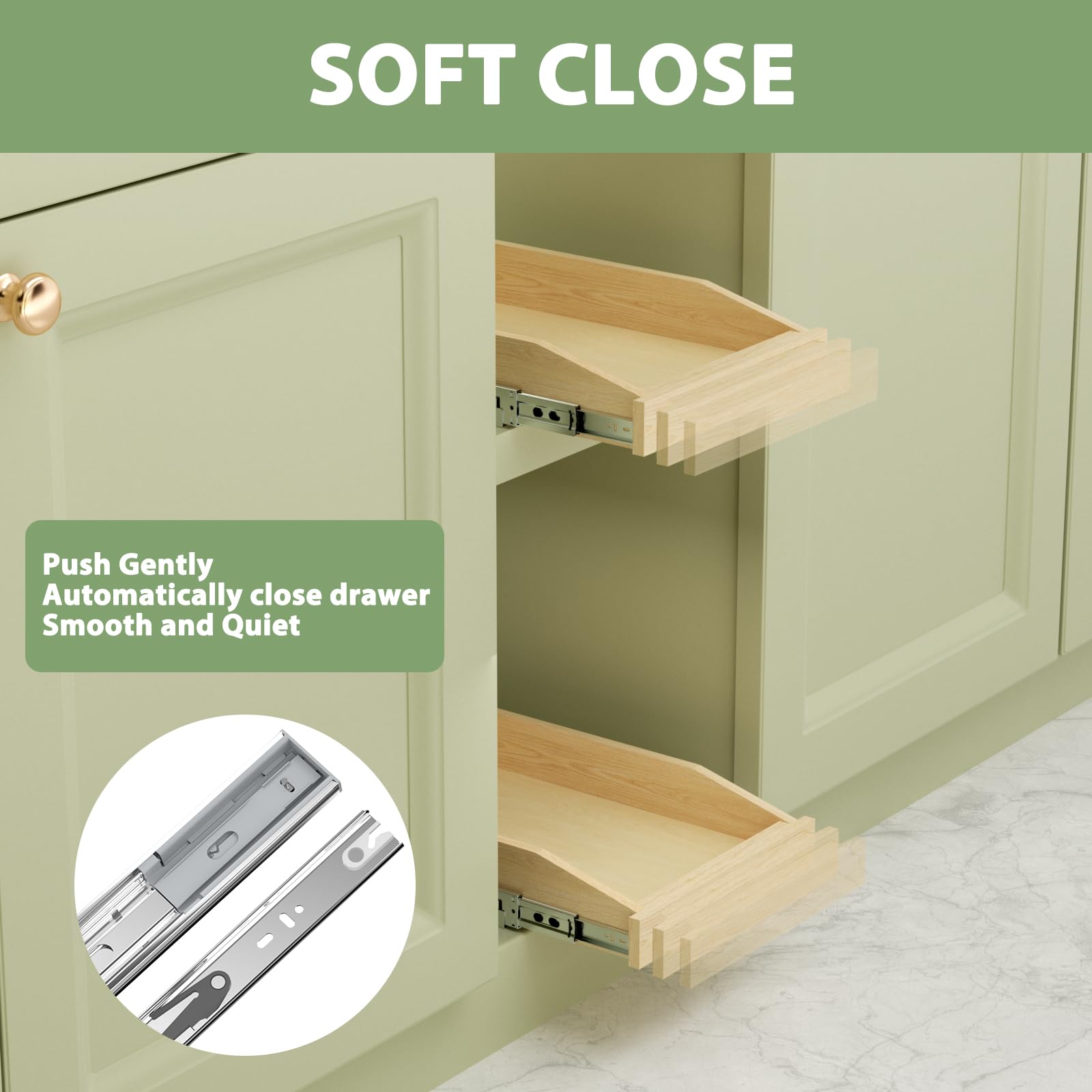 LOVMOR Pull Out Cabinet Organizer 13½”W x 21”D, Cabinet Pull Out Shelves with Soft Close, Pull Out Cabinet Shelf, Cabinet Drawers Slide Out for Kitchen Base Cabinet