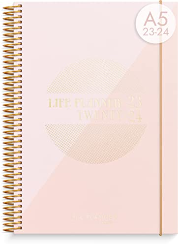 Burde Calendar 2023 2024 Life Planner Pink | August 25 2023 to Jul 31 2024 | in German | 120 gsm Paper | Pink | 21.5 x 16 cm | Weekly Planner | With Stickers