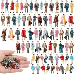 Hungdao 100 Pcs Small 1: 87 Ho Scale Tiny People Figurines Miniature People Figurines Sitting Standing Tiny People Model Trains Architectural People Painted Figures for Park Street Miniature Scenes