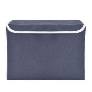 domiking navy blue large storage bin with lid collapsible shelf baskets box with handles toys organizer for shelves cabinet nursery drawer