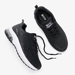 STQ Running Shoes Womens Lightweight Tennis Shoes Non Slip Gym Workout Shoes Breathable Mesh Walking Sneakers Black White 8.5