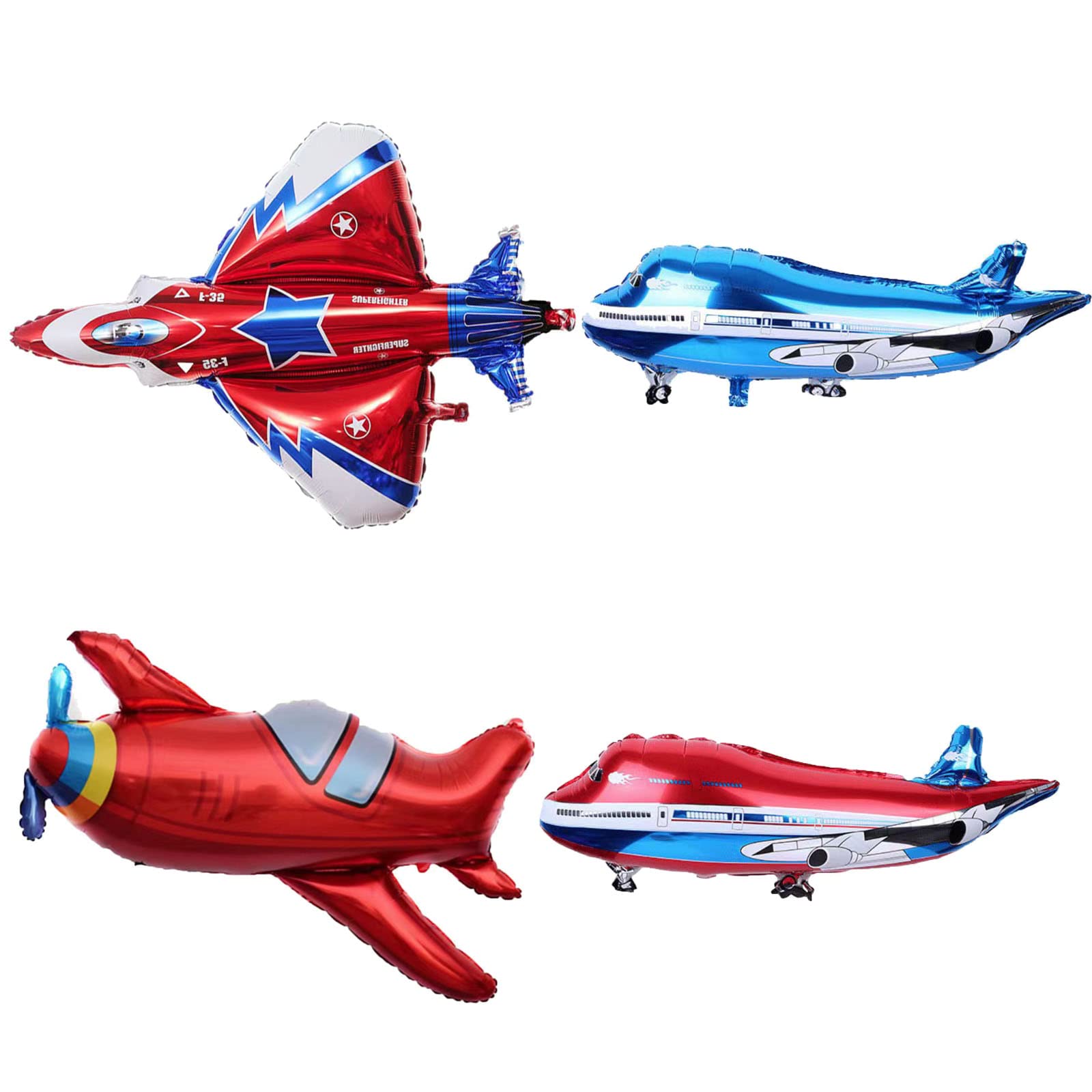 Airplane Balloons Fighter Jet Airplane Ballons Travel Balloons Airplane Shaped Foil Mylar Balloons for Baby Shower Kids' Boys Birthday Party Supplies Decorations