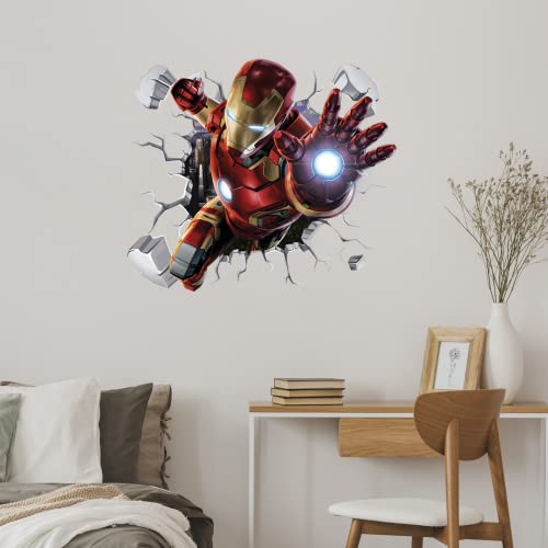 Superhero Wall Decals 3D Realistic Cool Wall Sticker Water Proof Self-Adhesive Vinyl for Boys Bedroom Bathroom Nursery Decoration Gift Supplies（15.7inx19.7in）