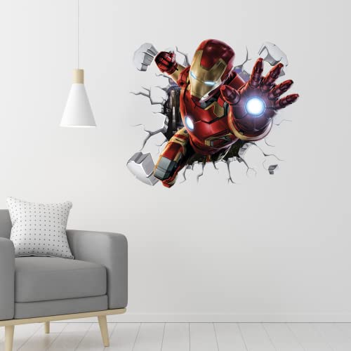 Superhero Wall Decals 3D Realistic Cool Wall Sticker Water Proof Self-Adhesive Vinyl for Boys Bedroom Bathroom Nursery Decoration Gift Supplies（15.7inx19.7in）