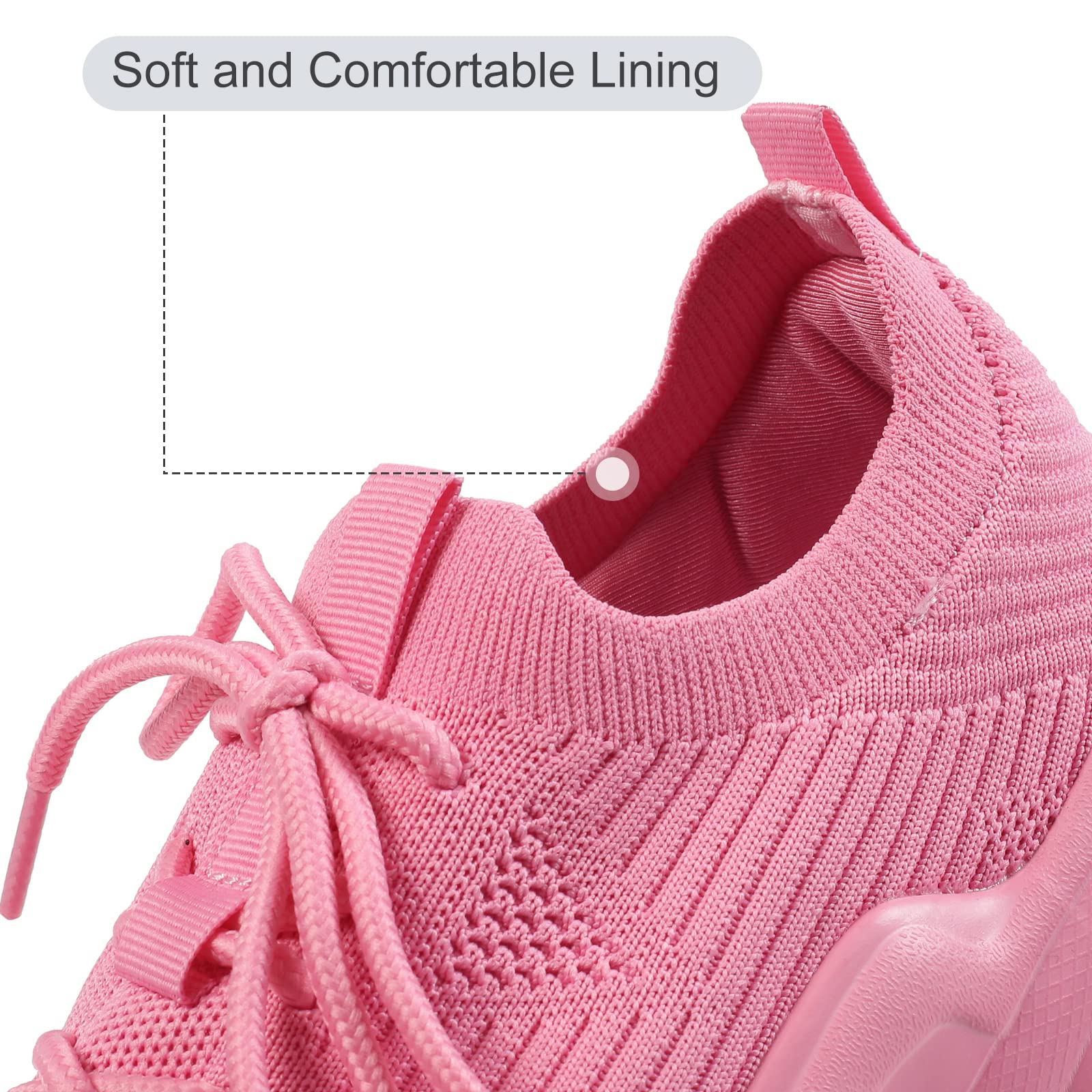 Hasina Womens Walking Shoes Slip On Mesh White and Hot Pink Sneakers Lightweight Breathable Comfortable Casual Running Shoes （Pink,8.5）