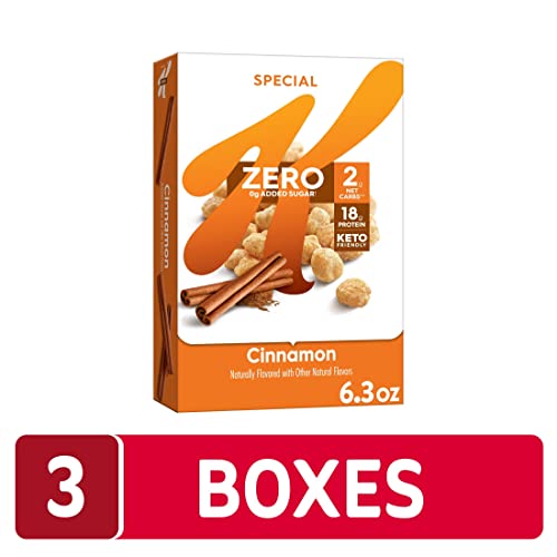 Special K Cold Breakfast Cereal, Zero, Keto Friendly, Cinnamon (3 Boxes)