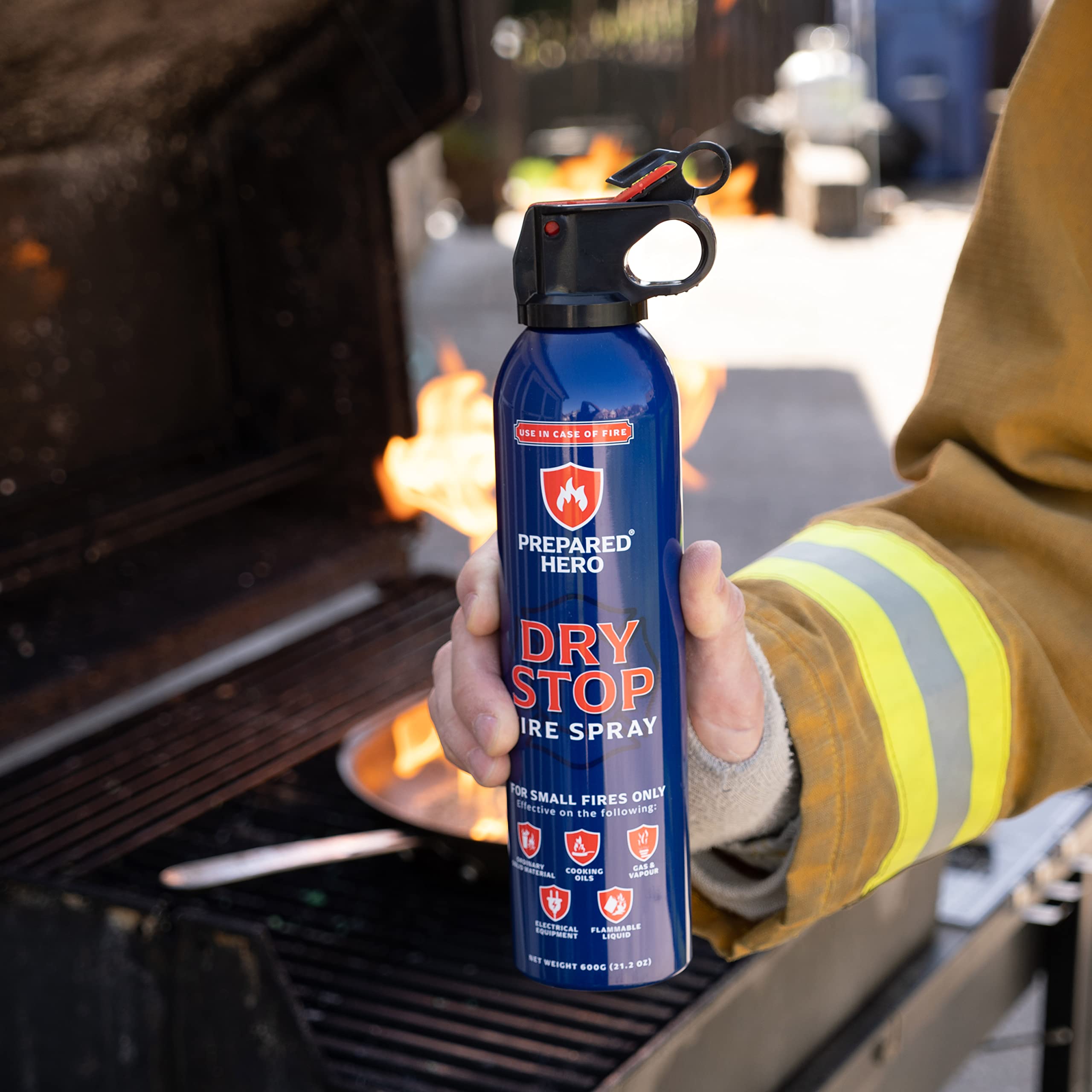 Dry Stop Fire Spray by Prepared Hero - 1 Pack - Portable Fire Extinguisher for Home, Car, Garage, Kitchen - Works on Electrical, Grease, Battery Fires & More - Compact, Easy to Use