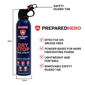 Dry Stop Fire Spray by Prepared Hero - 1 Pack - Portable Fire Extinguisher for Home, Car, Garage, Kitchen - Works on Electrical, Grease, Battery Fires & More - Compact, Easy to Use