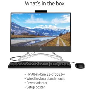 HP All-in-One Desktop, 22" FHD Touchscreen, AMD Ryzen 3 3250U Processor, 12GB RAM, 256GB SSD, Webcam, HDMI, RJ45, DVD-RW, Wi-Fi, Wired Keyboard & Mouse, Windows 11 Home, Black