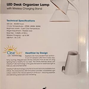 OttlLite Wellness Series LED Desk Organizer Lamp with Wireless Charging Stand