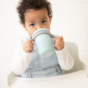 BELLA TUNNO Happy Sippy Cup – Transition Sippy Cups for Baby 6 Months and Older, Baby and Toddler Sippy Cups with Removable Handles and Non-Toxic, BPA Free Silicone, Cheers, 8 oz