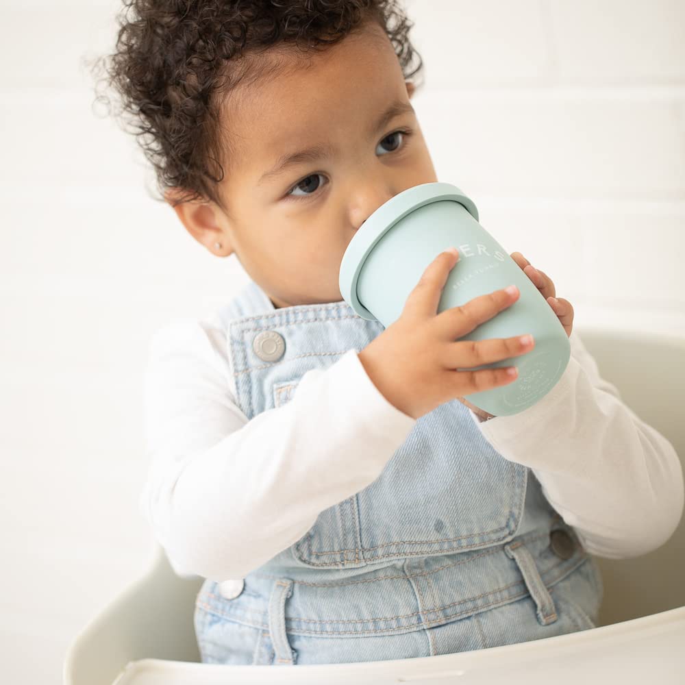 BELLA TUNNO Happy Sippy Cup – Transition Sippy Cups for Baby 6 Months and Older, Baby and Toddler Sippy Cups with Removable Handles and Non-Toxic, BPA Free Silicone, Cheers, 8 oz