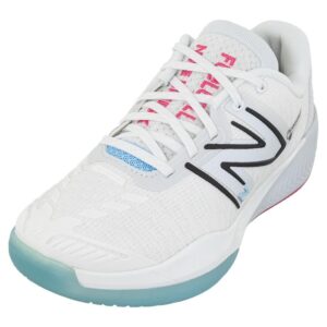 new balance women's fuelcell 996v5 pickleball indoor court shoe, white/grey/team red, 9 wide