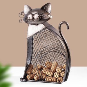 Drincarier Cat Decor Wine Cork Holder Tabletop Wine Racks Shelf Metal Wine Bottle Holder Home Decor Wine Decor… (Cat Cork Holder)…………