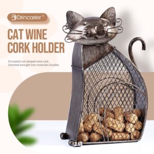 Drincarier Cat Decor Wine Cork Holder Tabletop Wine Racks Shelf Metal Wine Bottle Holder Home Decor Wine Decor… (Cat Cork Holder)…………