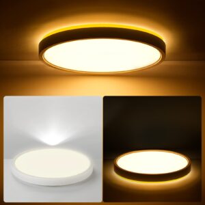 roomratv led flush mount ceiling light with nightlight - 12" 24w 2400lm surface mount light fixture with 5 cct color temperature options