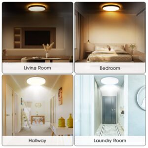 Roomratv LED Flush Mount Ceiling Light with Nightlight - 12" 24W 2400LM Surface Mount Light Fixture with 5 CCT Color Temperature Options