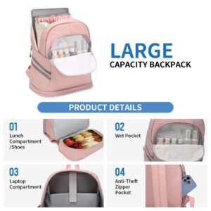 SHOULDCAT Gym Backpack for Women with Shoe Compartment & Wet Pocket & Lunch Compartment, Waterproof Gym Bag Laptop Purses(Geen)