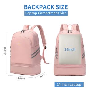 SHOULDCAT Gym Backpack for Women with Shoe Compartment & Wet Pocket & Lunch Compartment, Waterproof Gym Bag Laptop Purses(Geen)