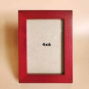 kele model 4x6 picture frames red solid wood frame, plastic panel (film needs to be removed) table or wall.front window opening 3.5x5.5 inch.